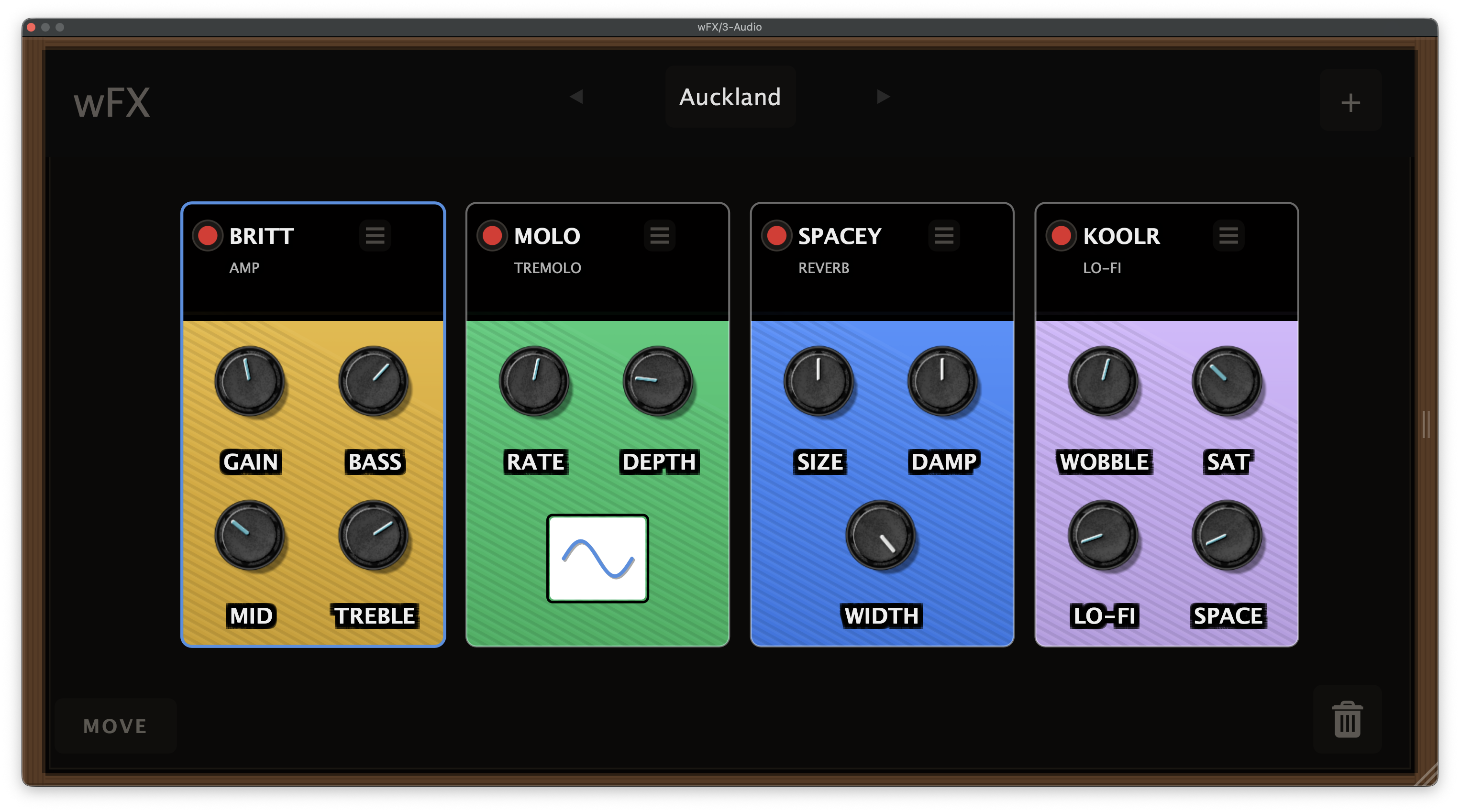 wFX — four-module rack, Auckland preset